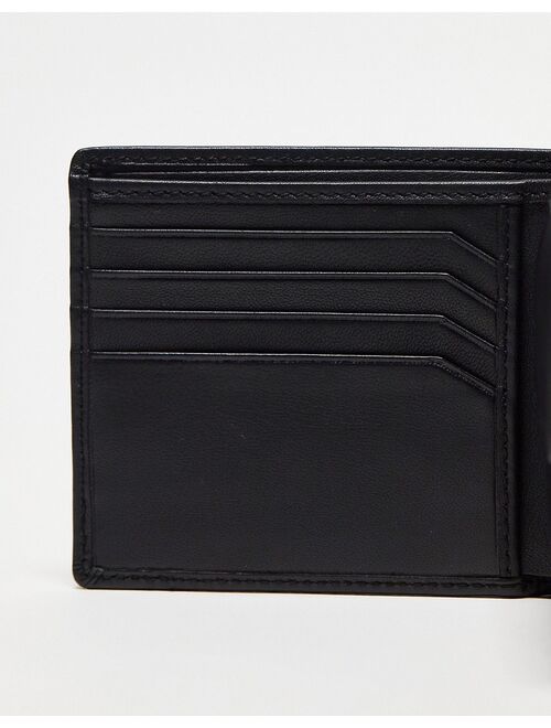 HUGO Tyler leather logo billfold wallet in black with coin pocket