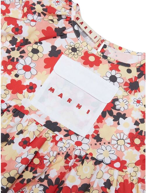 Marni Kids floral-print flared skirt