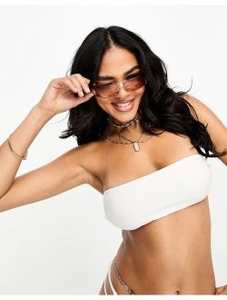 ASYOU mix & match bandeau bikini top with strappy back in white