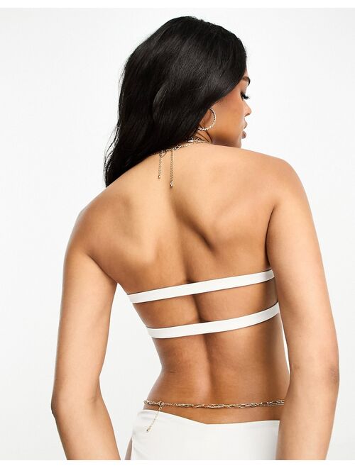 ASYOU mix & match bandeau bikini top with strappy back in white