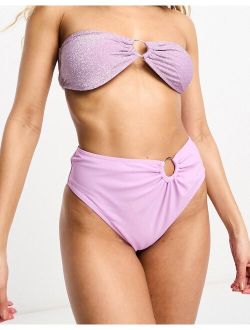 The Frolic amethyst ring detail bikini bottoms in purple