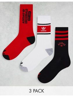 Prep 3 pack socks in black and red