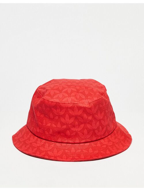 adidas Originals Trefoil Monogram bucket hat in red