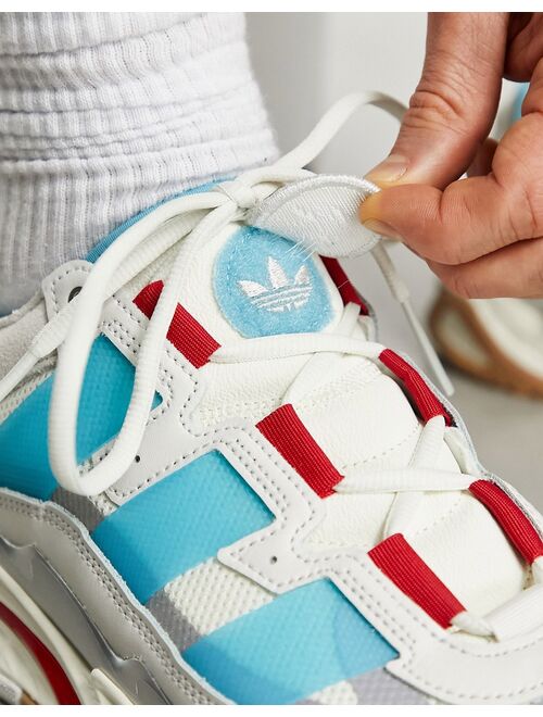 adidas Originals Niteball sneakers in off-white and blue