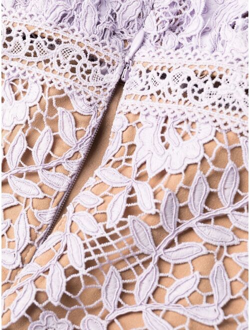 Self-Portrait guipure-lace peplum dress