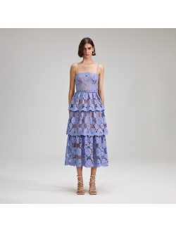 floral-lace cotton midi dress