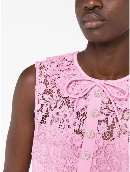 Self-Portrait crystal-embellished lace minidress