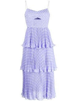 polka dot-print pleated midi dress
