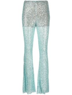 sequin-embellished mesh trousers