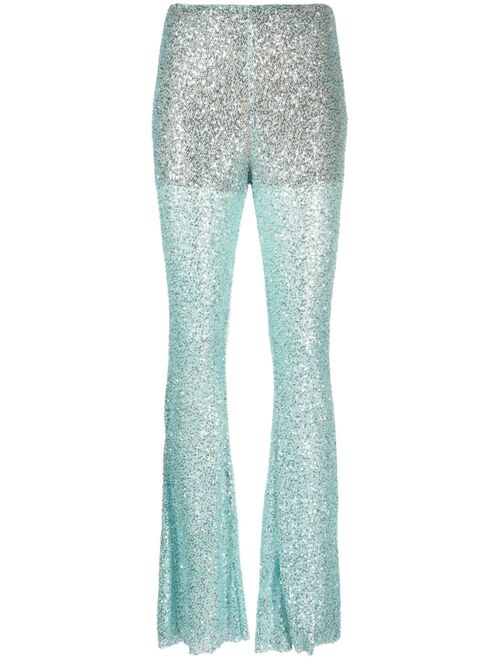 Self-Portrait sequin-embellished mesh trousers