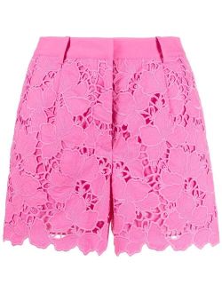 floral-lace scalloped shorts