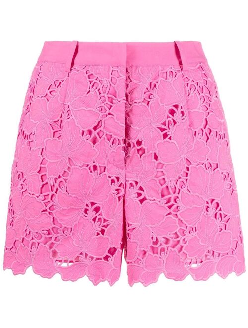 Self-Portrait floral-lace scalloped shorts