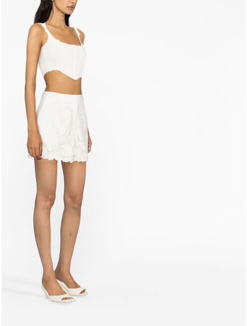 Self-Portrait embroidered high-waisted shorts
