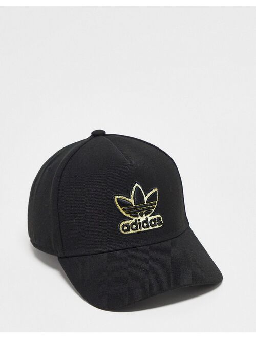 adidas Originals trefoil logo cap in black and gold