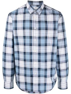 plaid-pattern cotton shirt