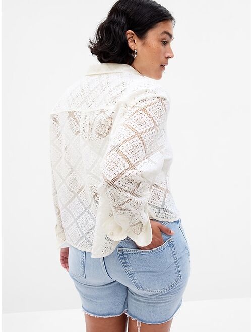Gap Cropped Crochet Shirt