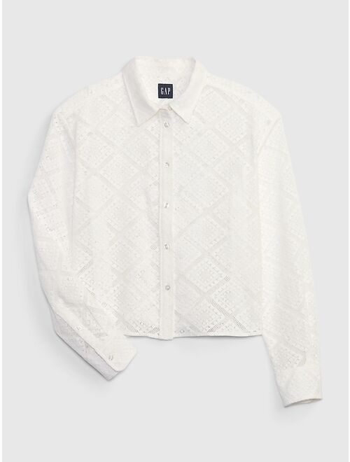 Gap Cropped Crochet Shirt