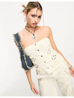 Iconics buckle detail corset top in cream - part of a set