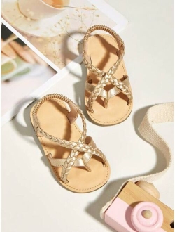MiKa Shoes Girls Braid Detail Toe Post Design Thong Sandals