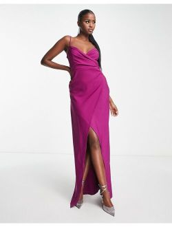 Trendyol wrap cami maxi dress in plum