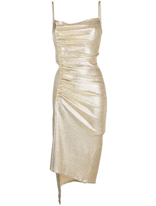 Paco Rabanne metallic pleated dress with side-button ruched detail
