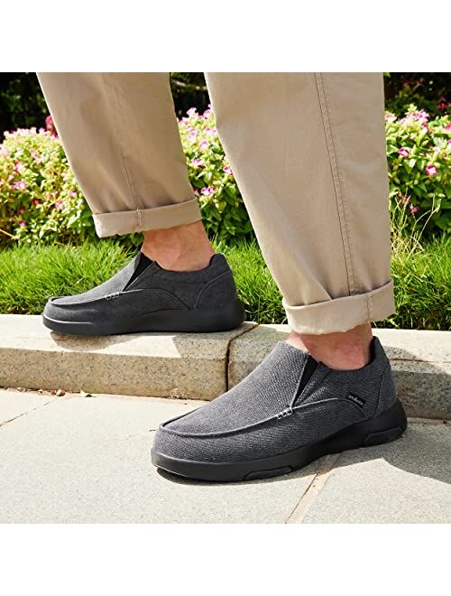 OrthoComfoot Men's Slip On Loafers,Arch Support Boat Shoes for Extra Cushioning and Pain Relief,Canvas Leisure Vintage Flat Walking Shoes