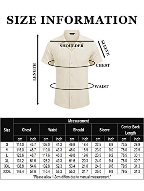 COOFANDY Men's Casual Shirts Short Sleeve Button Down Shirt for Men Textured Fashion Summer Beach Shirt