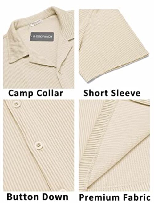 COOFANDY Men's Casual Button Down Shirts Short Sleeve Regular Fit Fashion Camp Beach Shirts Tops