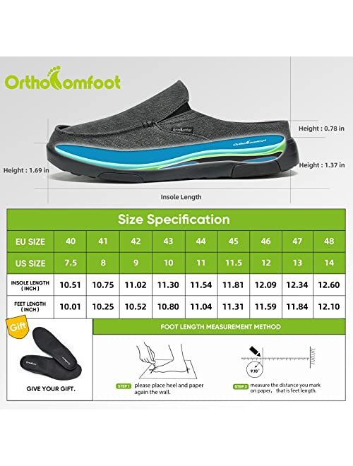 OrthoComfoot Men's Loafers & Slip-ons,Plantar Fasciitis, Foot and Heel Pain Relief,Orthopedic Casual Slippers Diabetic Bunions Boat Shoes