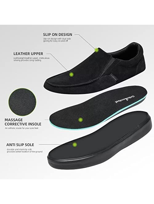 OrthoComfoot Men's Plantar Fasciitis Slip-Ons Sneakers, Arch Support Walking Loafers, Foot and Heel Pain Relief Arch Support Shoes, Orthopedic Comfortable Casual Slip On