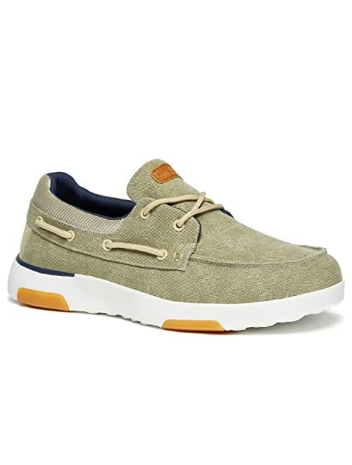 OrthoComfoot Mens Lace up Shoes, Casual Canvas Loafers with Arch Support, Comfortable Deck Shoe for Extra Cushioning and Pain Relief