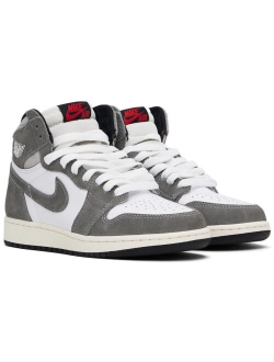 NIKE JORDAN Kids White & Gray Air Jordan 1 High OG Big Kids Sneakers