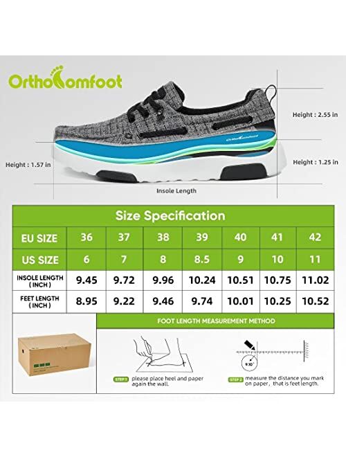 OrthoComfoot Women's Boat Shoes with Arch Support, Comfortable Slip on Shoes for Plantar Fasciitis, Orthopedic Casual Deck Loafers for Heel and Foot Pain Relief