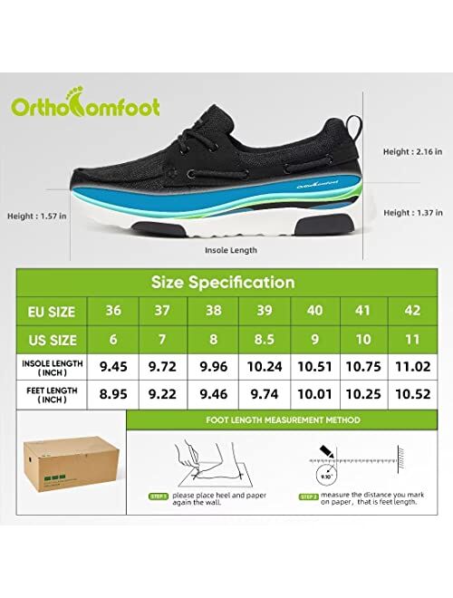 OrthoComfoot Women's Lace Up Boat Shoes with Arch Support, Comfortable Shoes for Plantar Fasciitis, Orthopedic Casual Deck Loafers for Heel and Foot Pain Relief