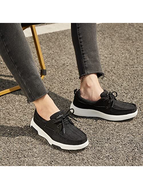 OrthoComfoot Women's Lace Up Boat Shoes with Arch Support, Comfortable Shoes for Plantar Fasciitis, Orthopedic Casual Deck Loafers for Heel and Foot Pain Relief