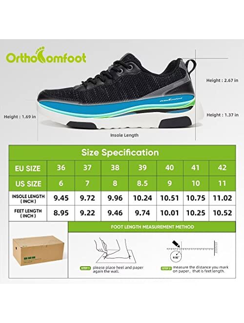 OrthoComfoot Women's Walking Shoes with Arch Support, Comfortable Fashion Sneakers for Plantar Fasciitis, Casual Shoes for Heel and Foot Pain Relief