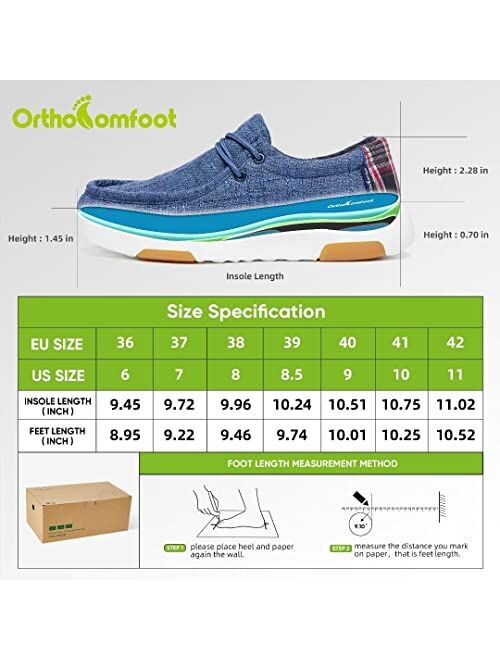OrthoComfoot Women's Slip On Shoes with Arch Support, Orthopedic Boat Shoes for Plantar Fasciitis, Comfortable Walking Loafers for Heel and Foot Pain Relief