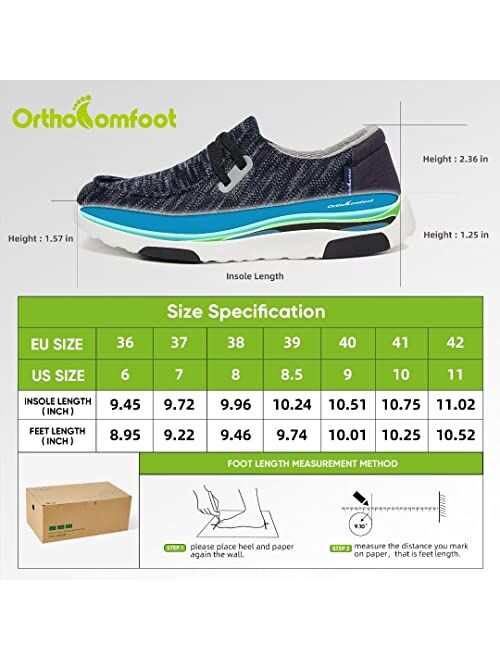 OrthoComfoot Women's Slip On Shoes with Arch Support, Comfortable Casual Loafers for Plantar Fasciitis, Orthopedic Boat Shoes for Heel and Foot Pain Relief