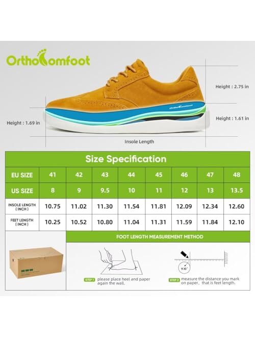 OrthoComfoot Men's Fashion Sneakers with Arch Support, Ergonomic Shoes for Plantar Fasciitis, Orthopedic Casual Shoes for Achilles Tendonitis,Flat Feet