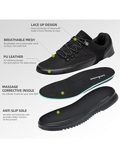 OrthoComfoot Men's Fashion Sneakers with Arch Support, Comfortable Waterproof Shoes for Plantar Fasciitis, Orthopedic Walking Shoes for Heel and Foot Pain Relief