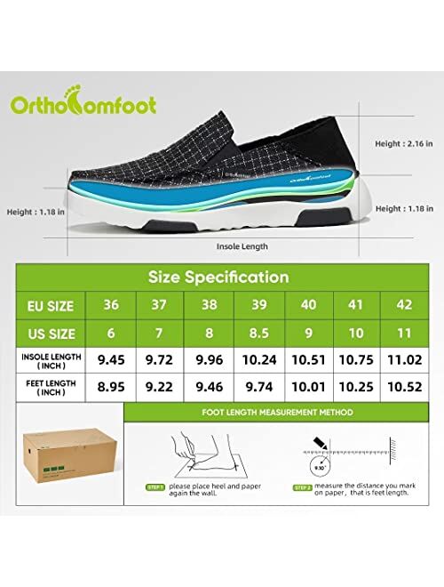 OrthoComfoot Women's Slip On Shoes with Arch Support, Orthopedic Slippers, Plantar Fasciitis Loafers for Pain Relieve