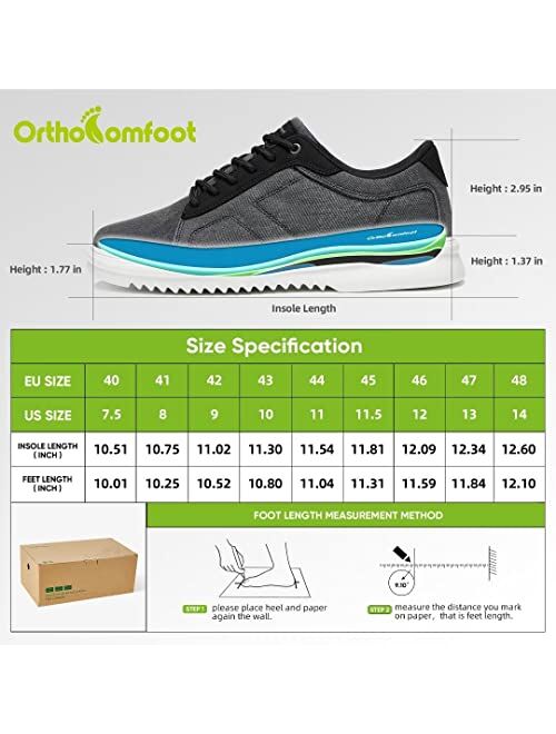 OrthoComfoot Men's Arch Support Shoes with Lace Up Design, Leisure Sneaker for Plantar Fasciitis with Z Shape Anti Slip Outsole
