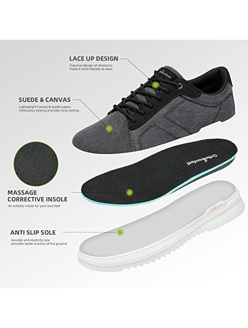 OrthoComfoot Men's Arch Support Shoes with Lace Up Design, Leisure Sneaker for Plantar Fasciitis with Z Shape Anti Slip Outsole