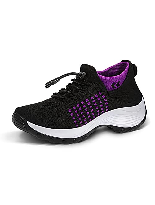 STUNAHOME Orthopedic Sneakers Breathable Women Walking Shoes Slip on Trainers Women's Comfortable Casual Ladies Athletic Shoes Thick Bottom