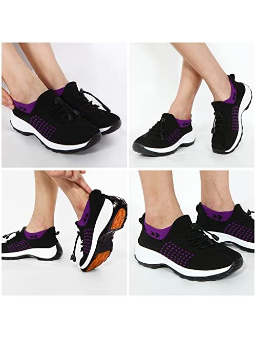 STUNAHOME Orthopedic Sneakers Breathable Women Walking Shoes Slip on Trainers Women's Comfortable Casual Ladies Athletic Shoes Thick Bottom