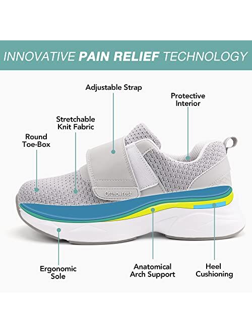 Ortho+rest Men Diabetic Shoes Adjustable Strap Orthopedic Shoes Breathable Plantar Fasciitis Walking Shoes