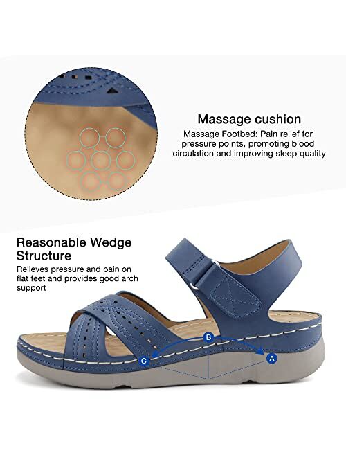 Ortho+rest Women Orthopedic Sandals Arch Support Comfortable Sandals Orthotic Walking Sandals