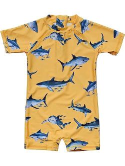 Snapper Rock Sunrise Shark Short Sleeve Sunsuit (Infant/Toddler)