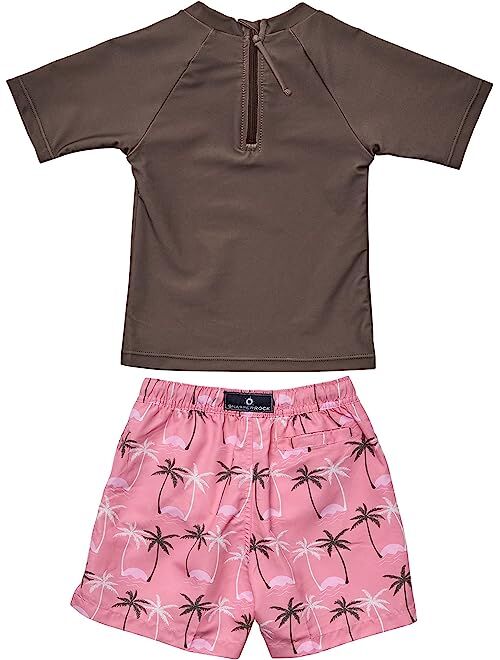 Snapper Rock Palm Paradise Sustainable Short Sleeve Swim Set (Infant/Toddler)
