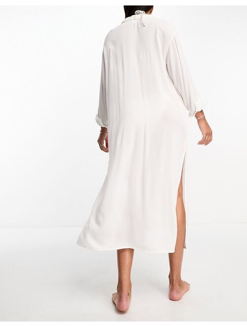 New Look linen beach shirt dress in white